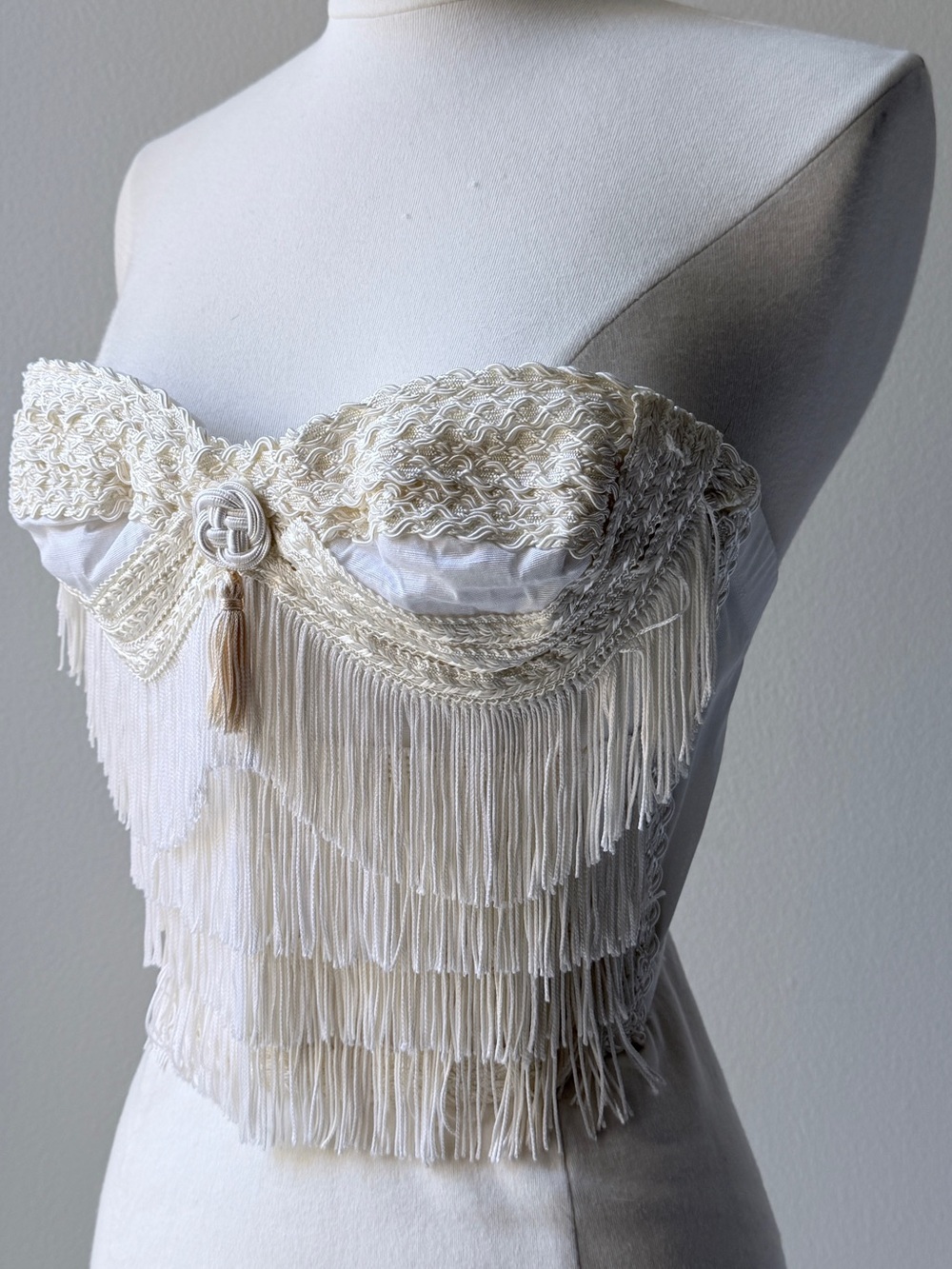 Vintage Cream Fringe Crochet Bustier Top - Picture 10 of 10